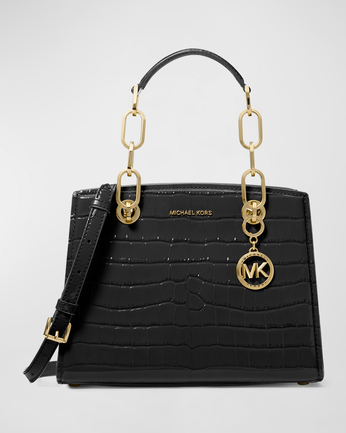 MICHAEL Michael Kors Cynthia Small Croc-Embossed Satchel Bag