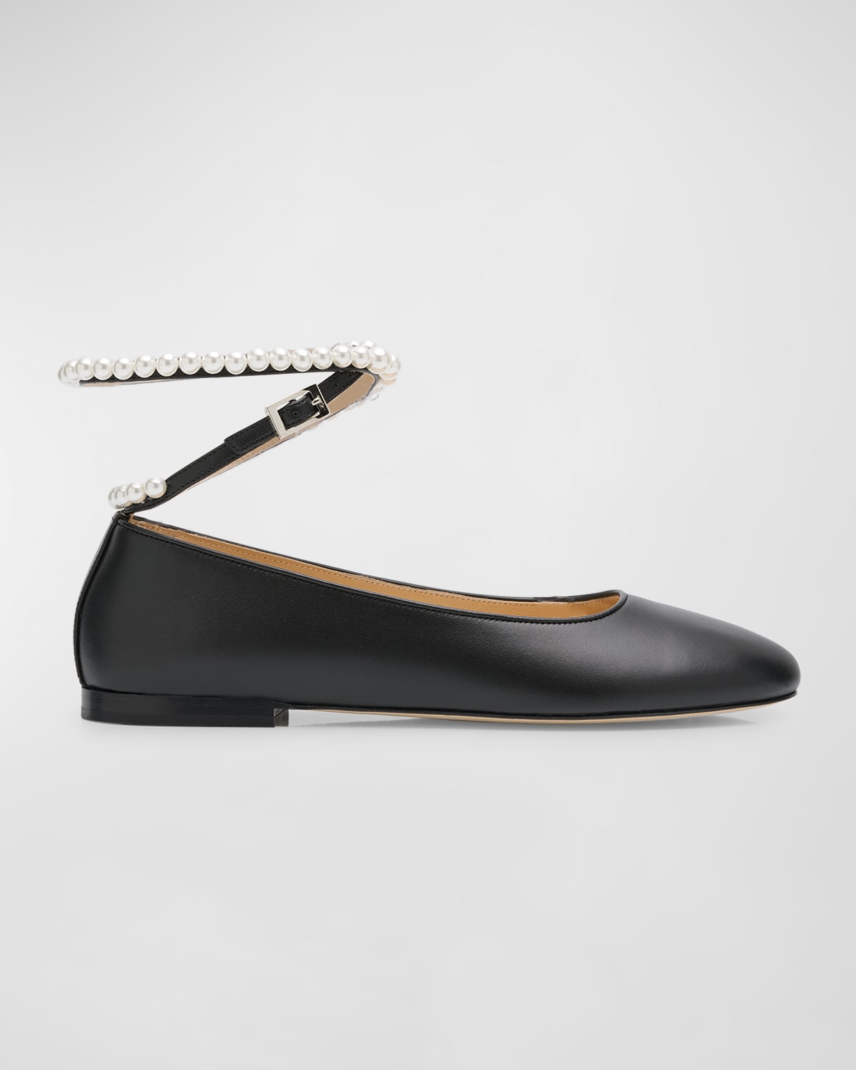 MACH & MACH Sirene Pearly-Wrap Leather Ballerina Flats