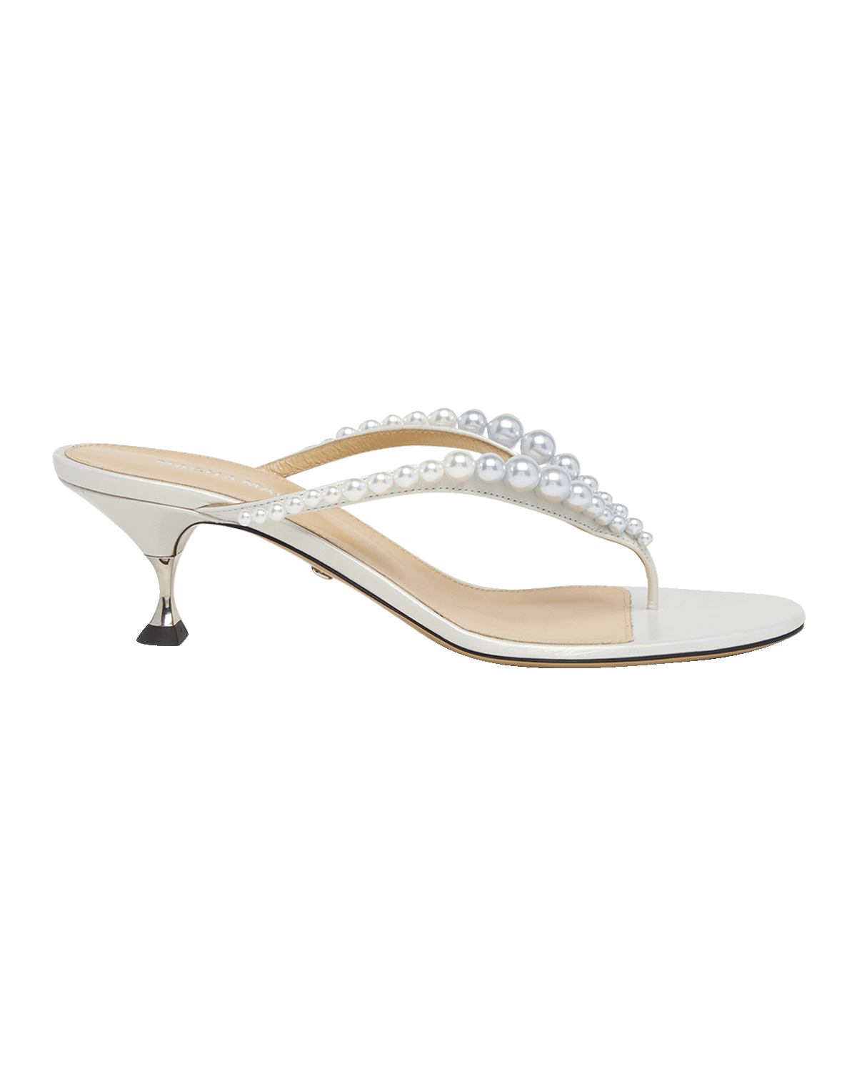 MACH & MACH Sirene Pearly Leather Thong Sandals
