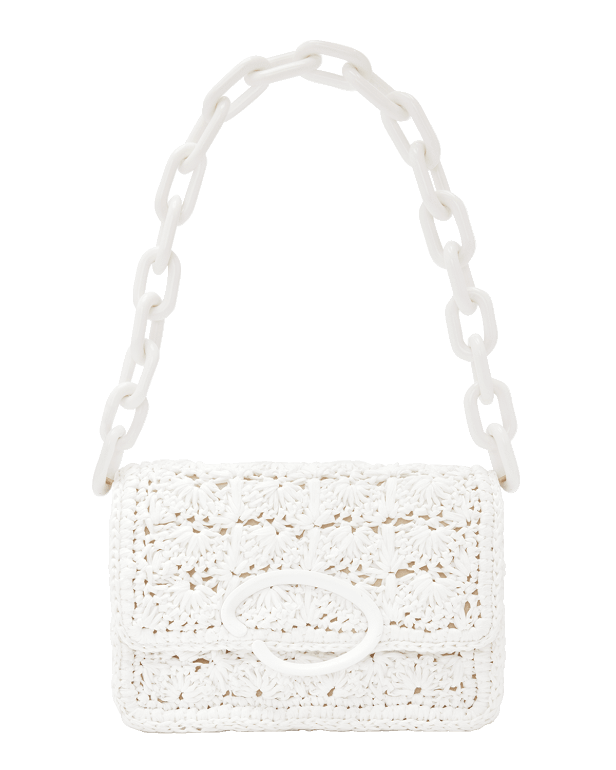 Oscar de la Renta O Pochette Raffia Shoulder Bag