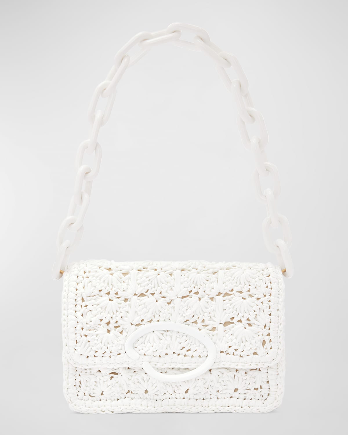 Oscar de la Renta O Pochette Raffia Shoulder Bag