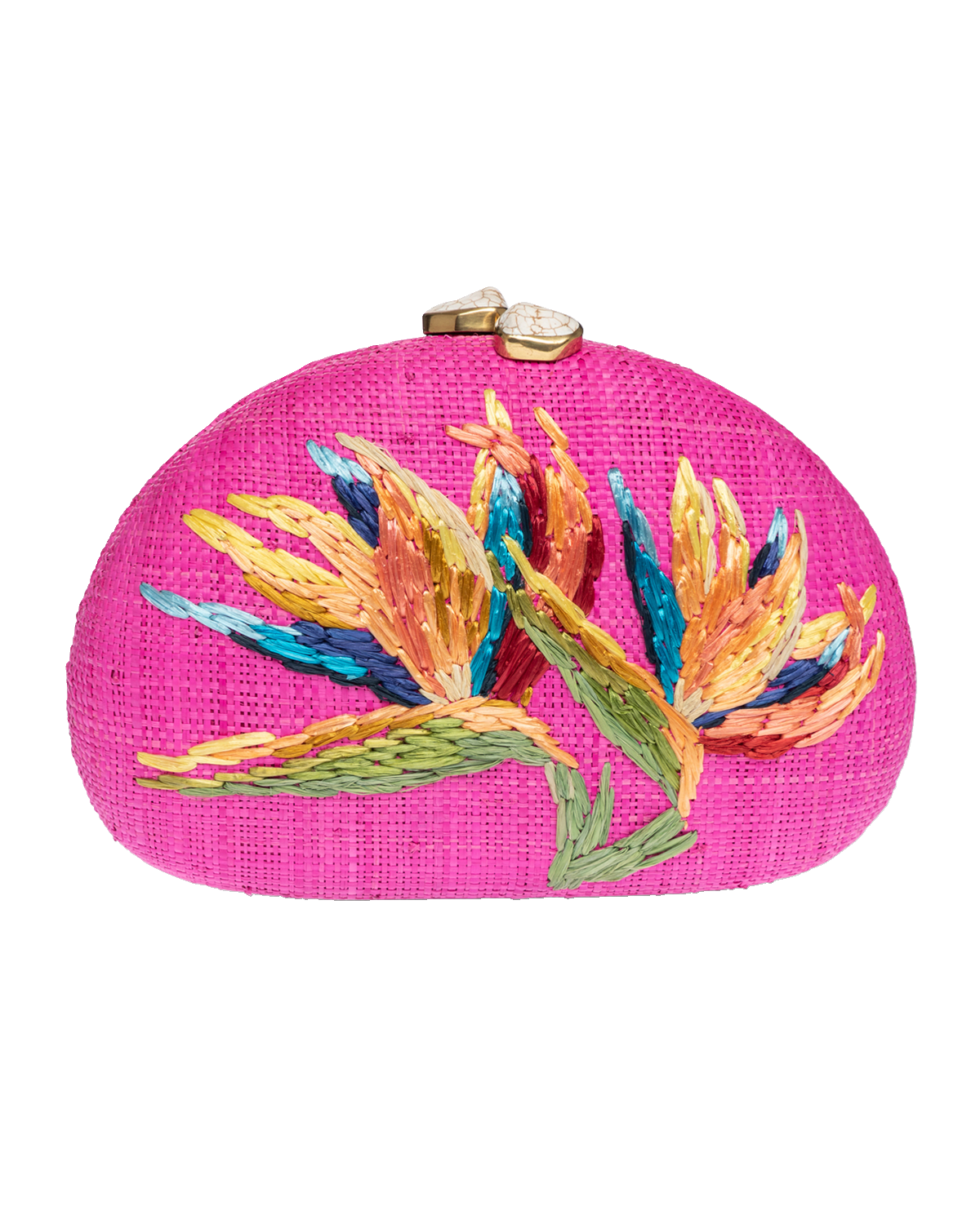 Rafe Berna Floral Straw Clutch Bag
