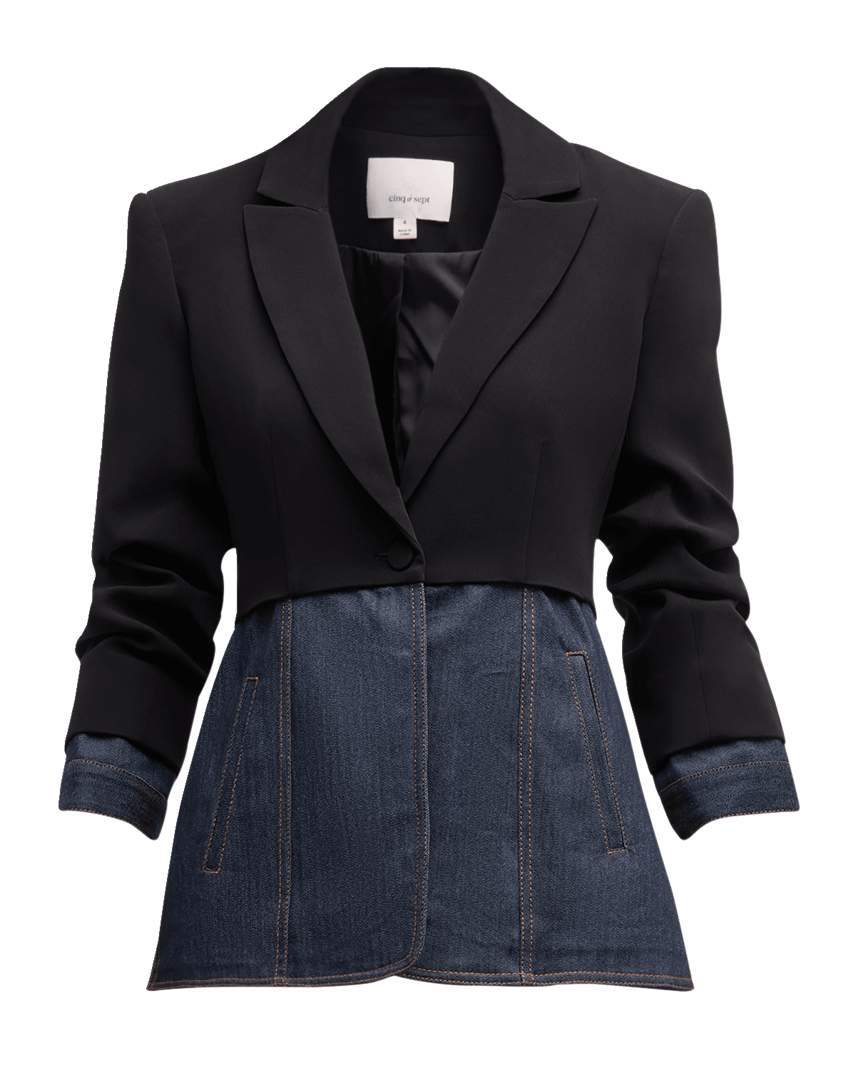 Cinq a Sept Dionne Mixed Media 3/4-Sleeve Blazer