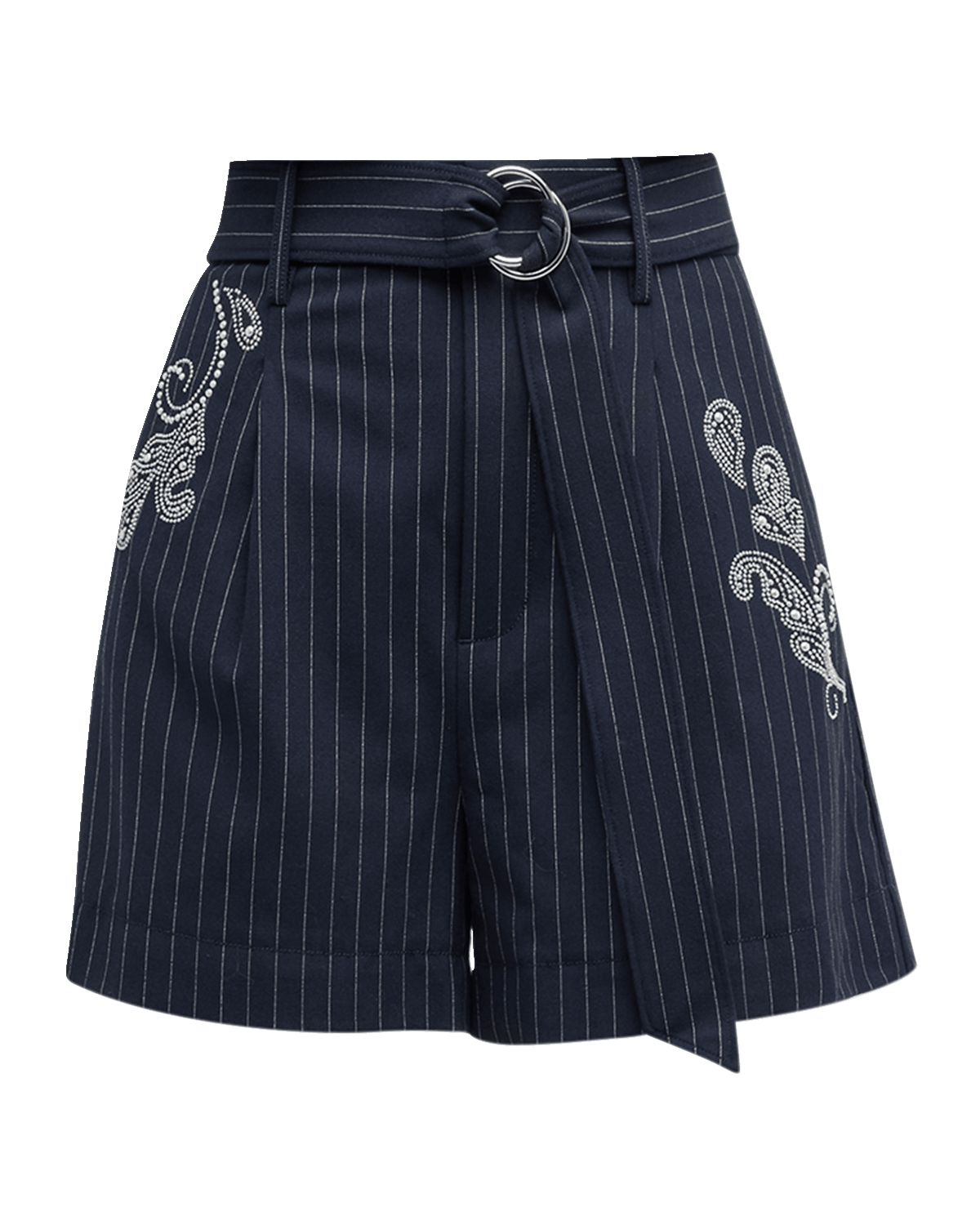 Cinq a Sept Rebecca Embroidered Belted Suiting Shorts