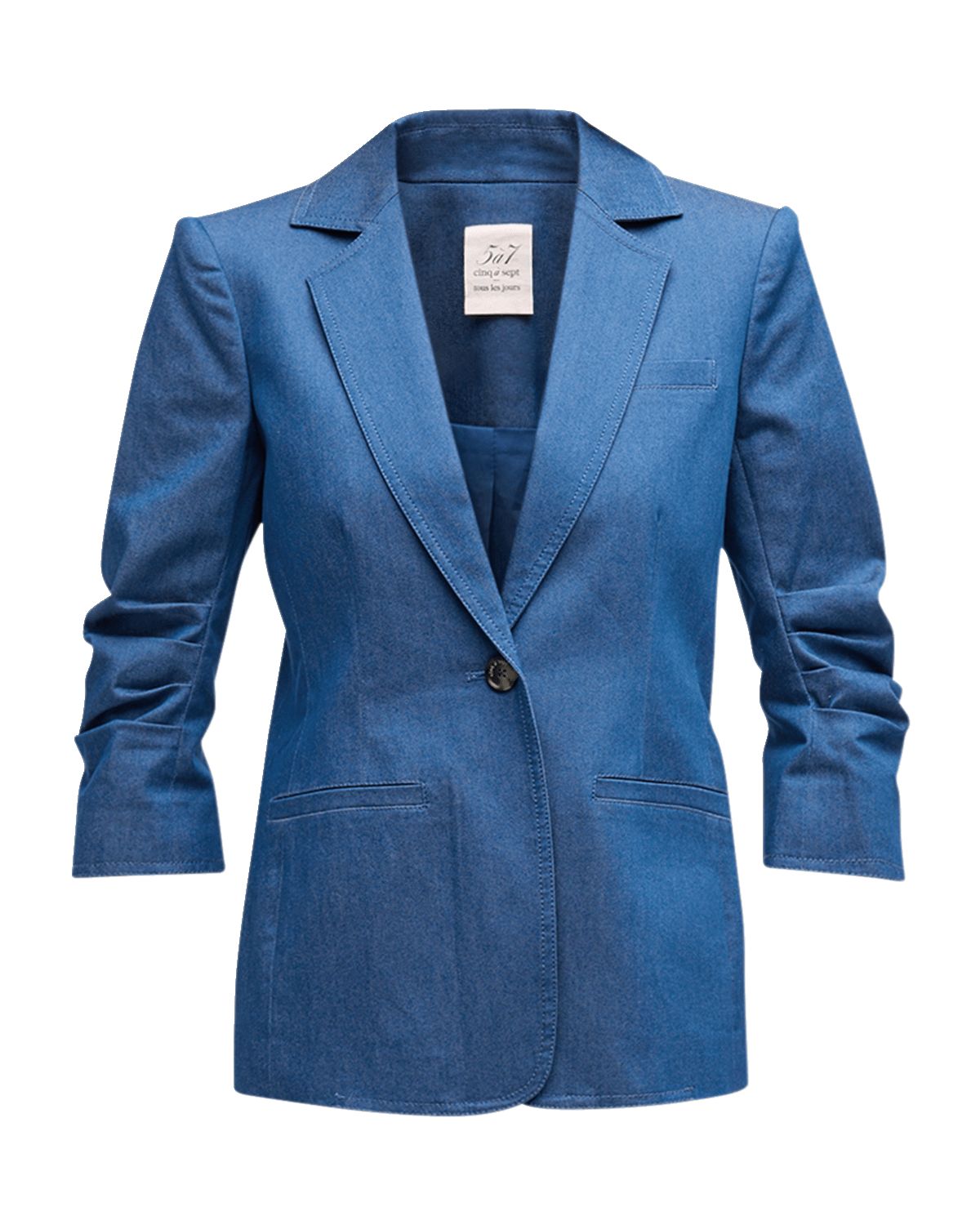 Cinq a Sept Denim Khloe Scrunched-Sleeve Blazer