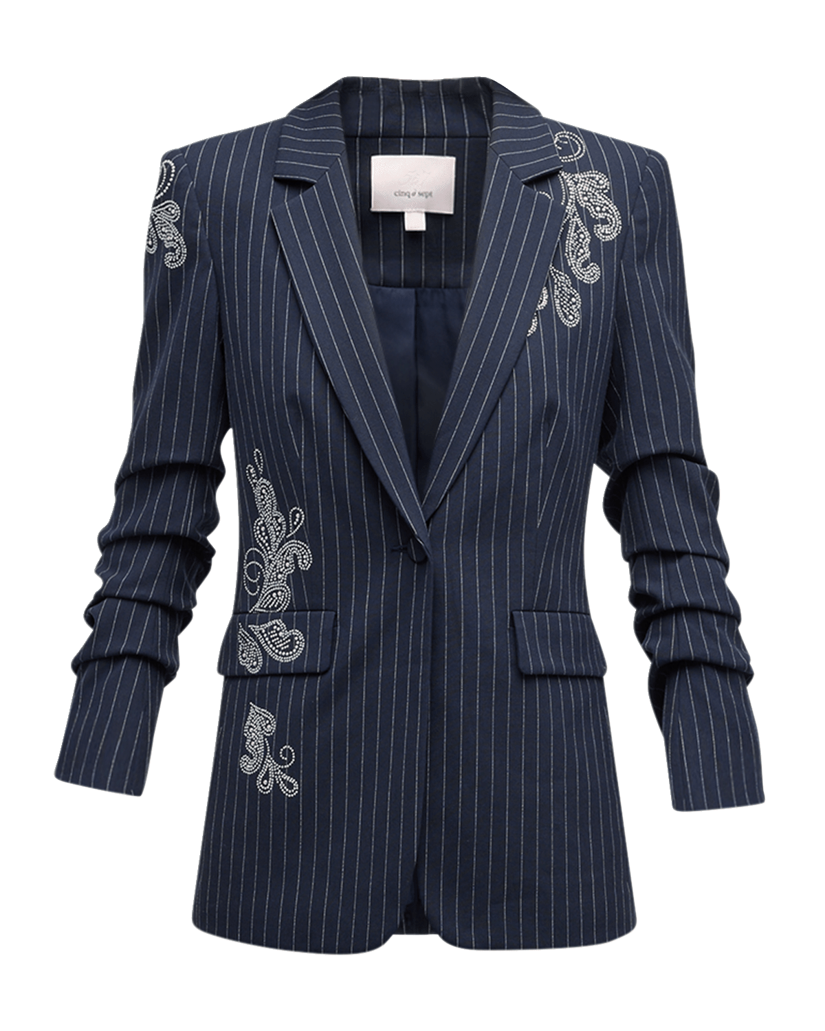 Cinq a Sept Paisley Pinstripe Khloe Rhinestone Blazer