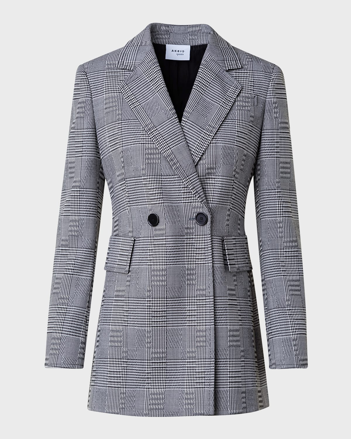 Akris punto Blurred Glencheck Long Wool Blazer