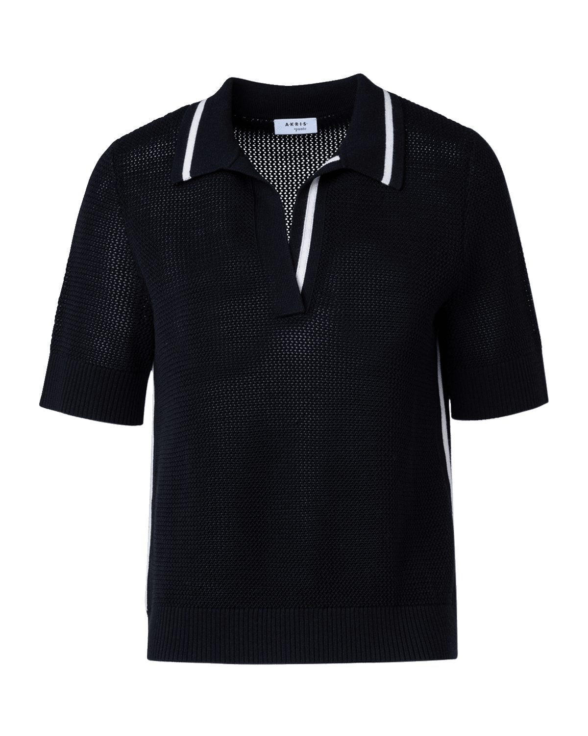 Akris punto Merino Wool Knit Polo Sweater with Bi-Color Trim
