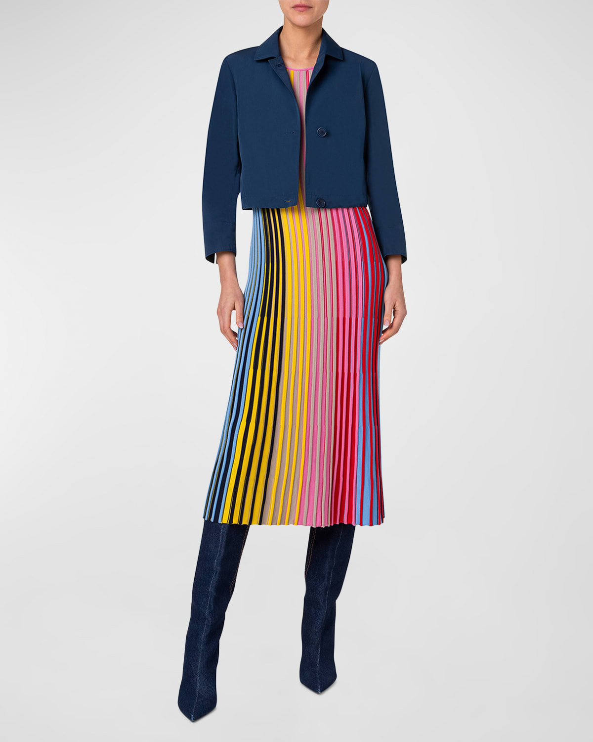 Akris punto Techno Taffeta Single-Breasted Crop Jacket