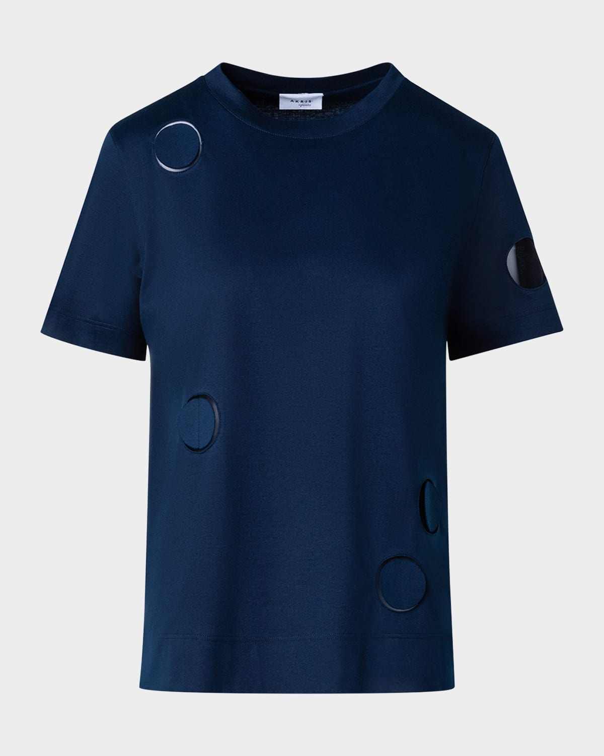 Akris punto Dot Cutout Short-Sleeve Cotton Jersey T-Shirt