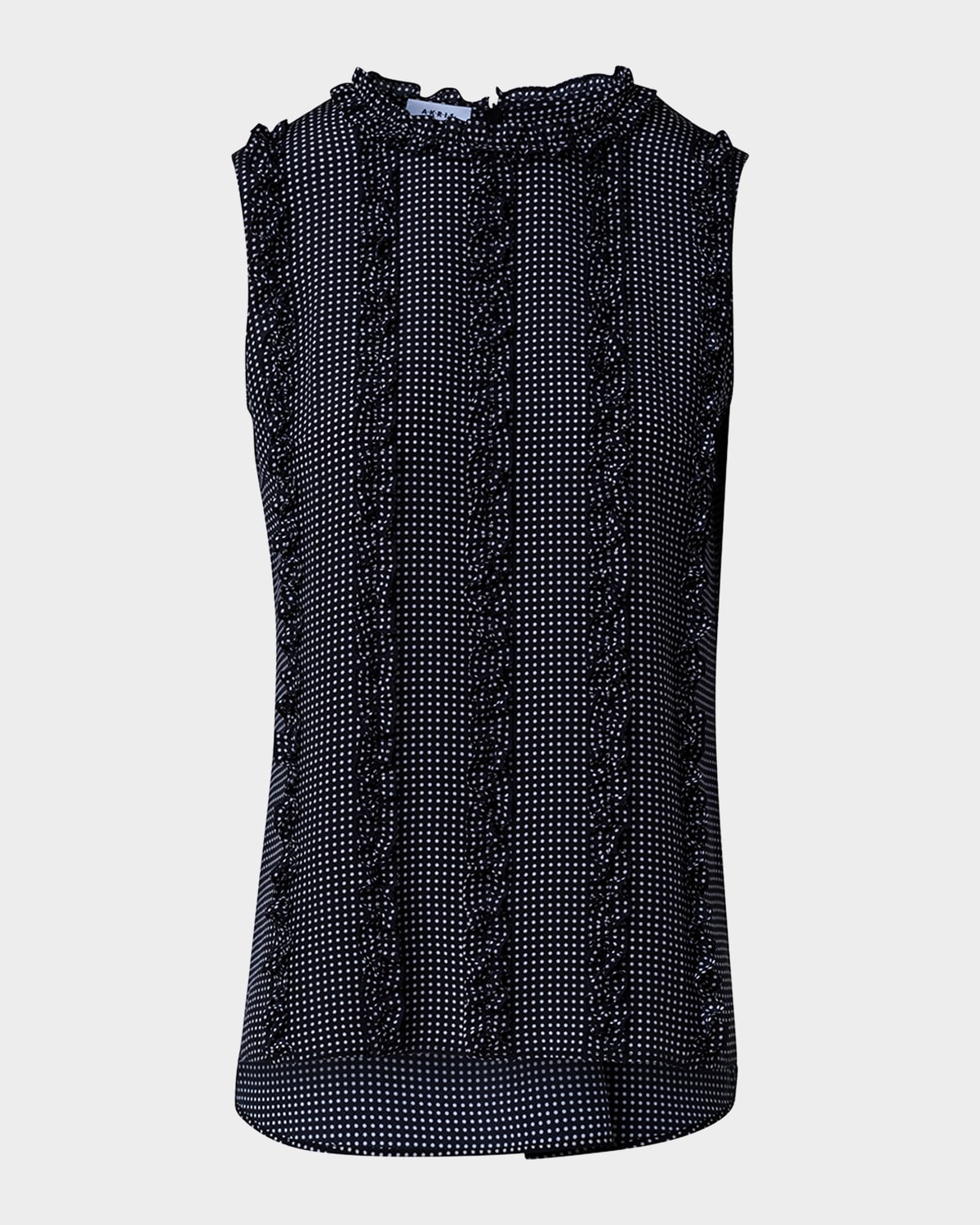 Akris punto Crepe De Chine Pin Dot Blouse with Ruffle Details