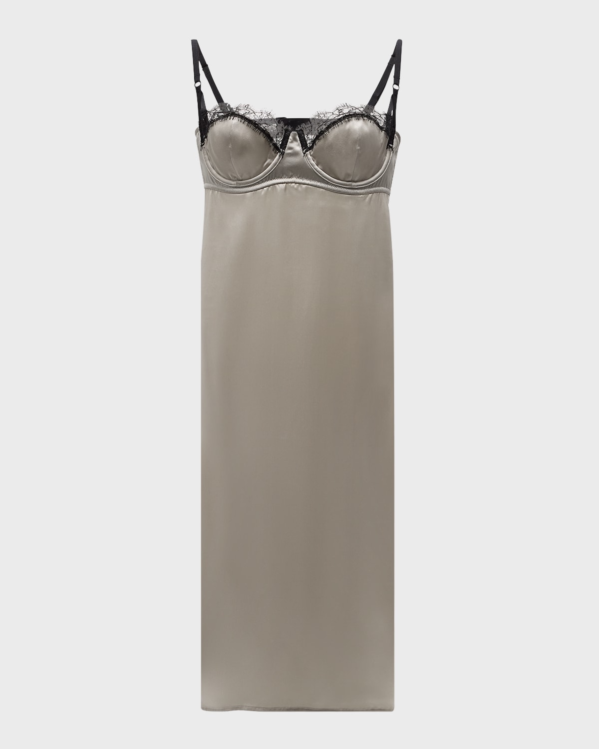 Kiki De Montparnasse Lace-Trim Sweetheart Midi Slip Dress