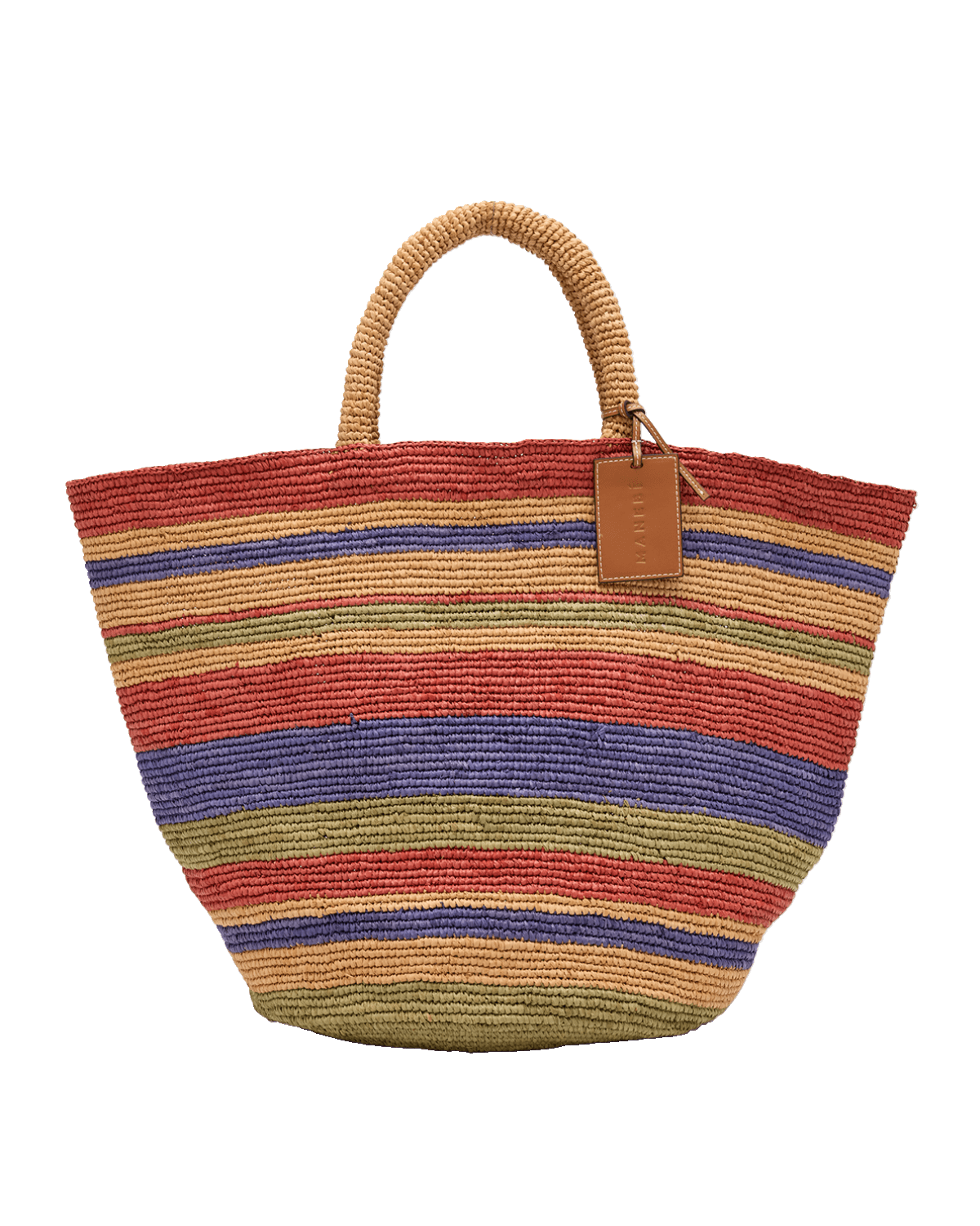 Manebi Stripped Raffia Summer Tote Bag