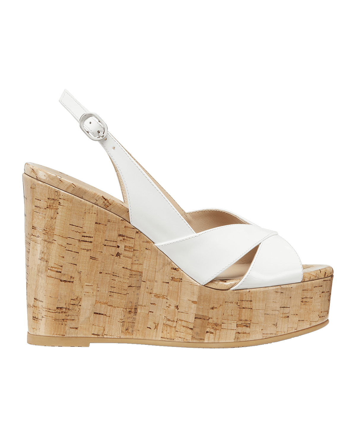 Stuart Weitzman Carmen Patent Slingback Wedge Sandals
