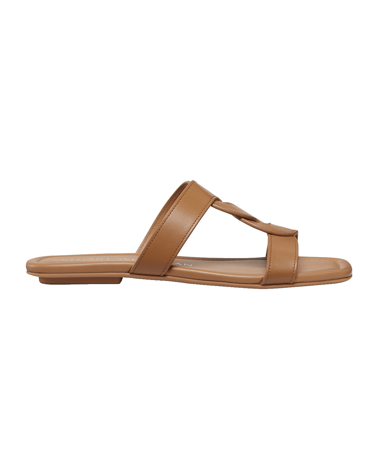 Stuart Weitzman Ibiza Leather Woven-Strap Slide Sandals