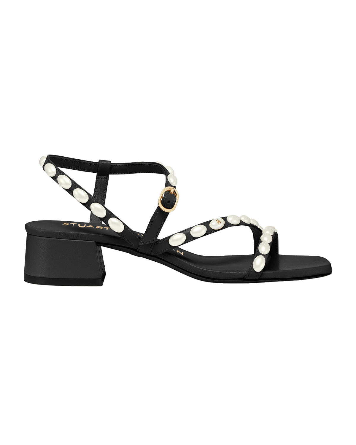 Stuart Weitzman Pearlita Studded Ankle-Strap Sandals