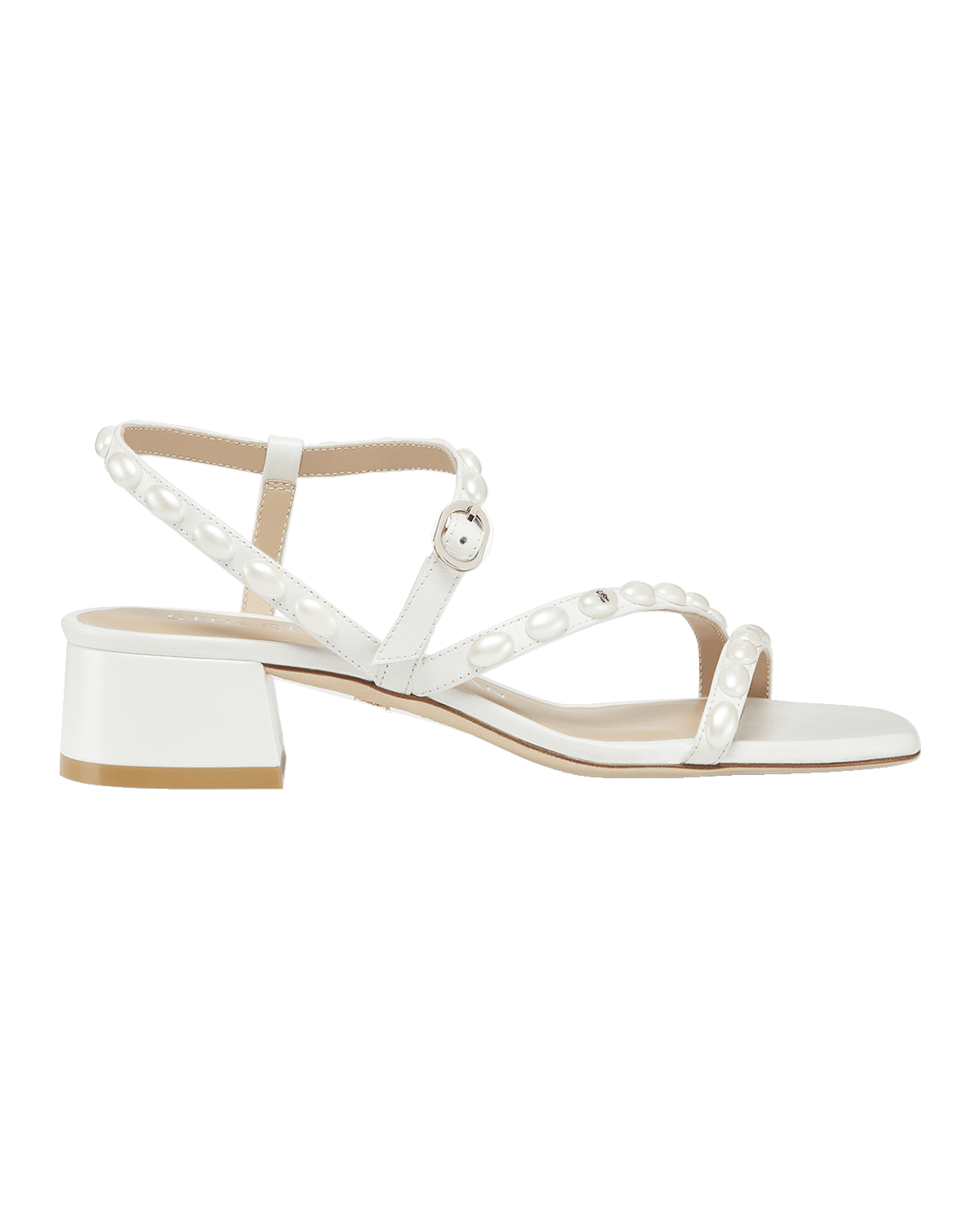 Stuart Weitzman Pearlita Studded Ankle-Strap Sandals