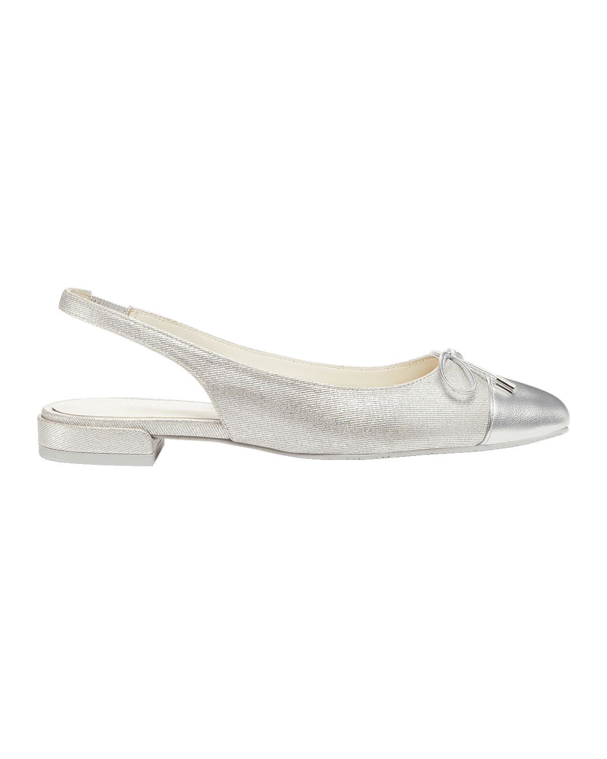 Stuart Weitzman Sleek Metallic Bow Slingback Ballerina Flats
