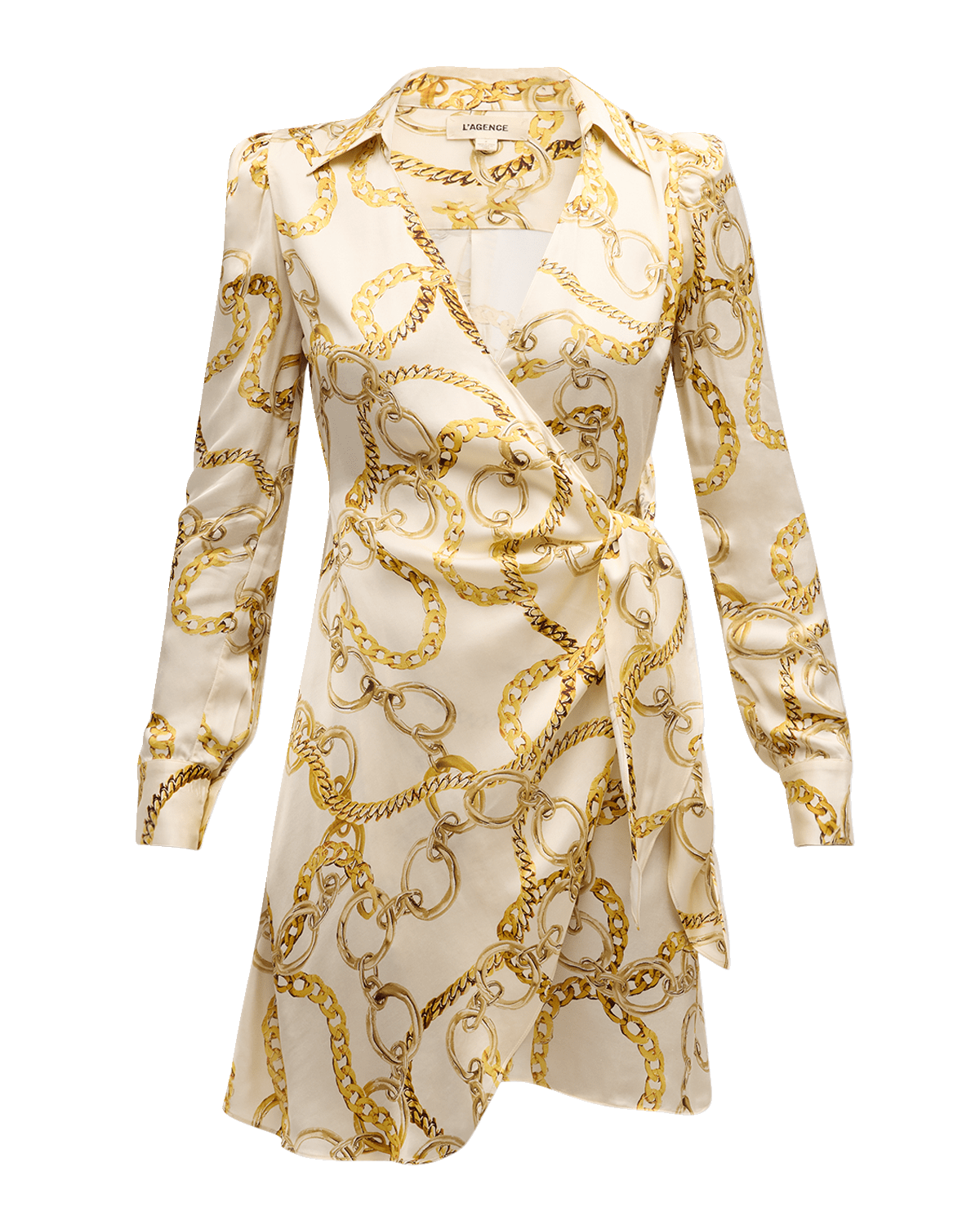 L'Agence Amani Chain Mini Wrap Shirtdress
