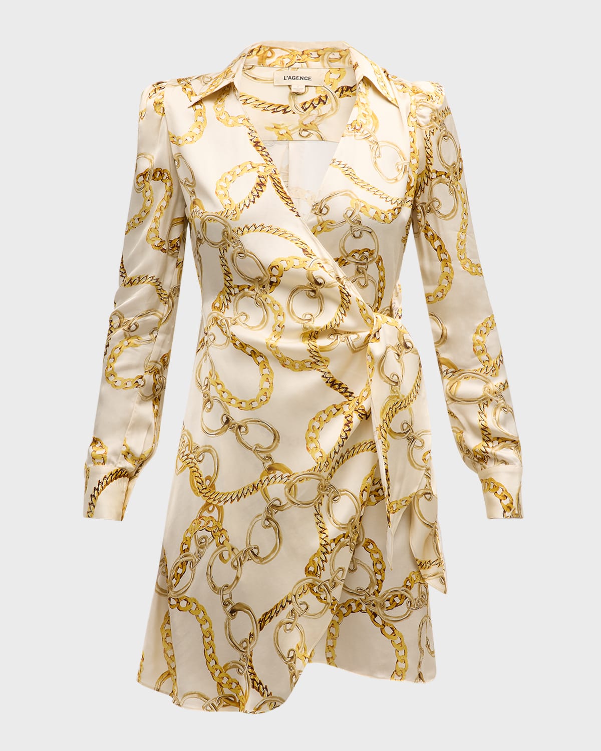 L'Agence Amani Chain Mini Wrap Shirtdress