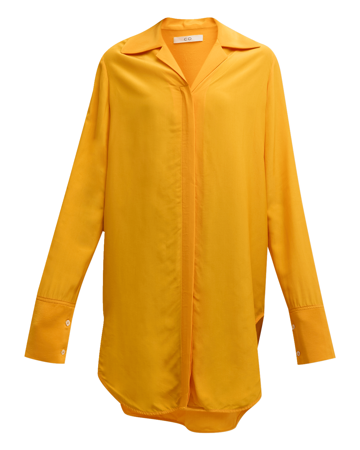 Co Wide Collar Button-Down Tunic Shirt