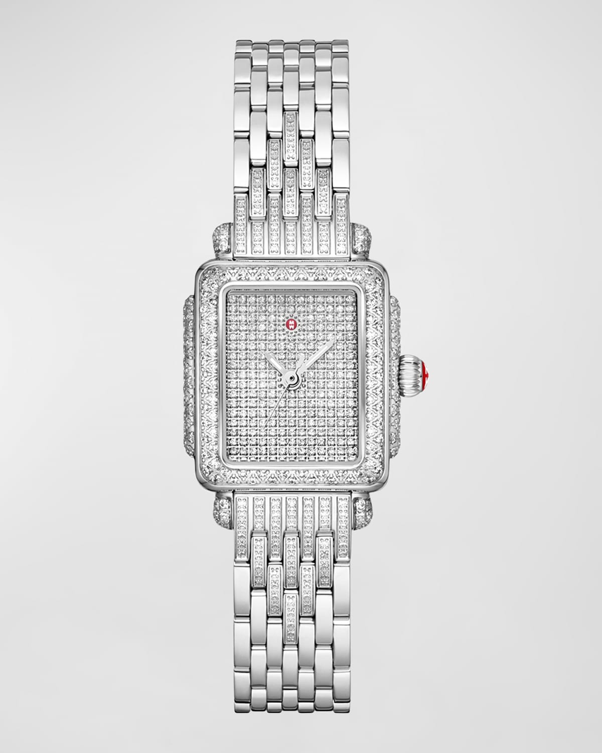 MICHELE Special Edition Deco Mini Stainless Steel Pave Diamond Watch