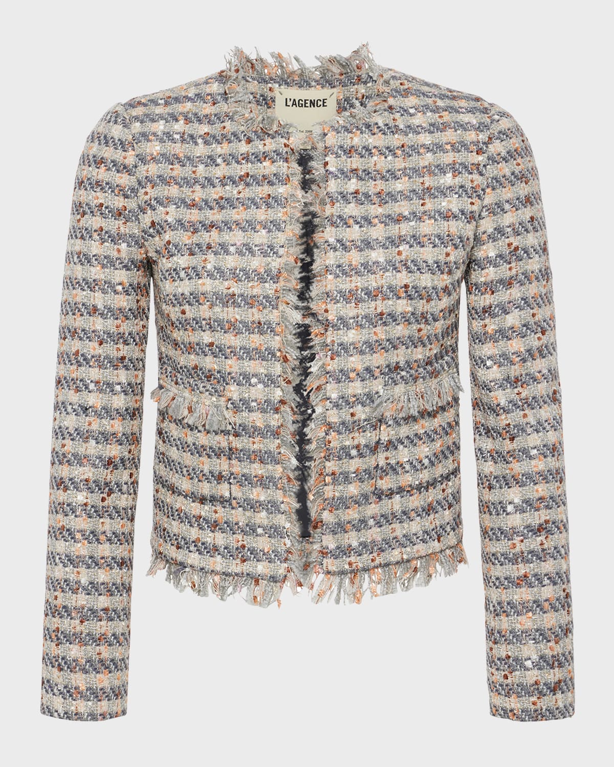 L'Agence Angelina Plaid Tweed Jacket
