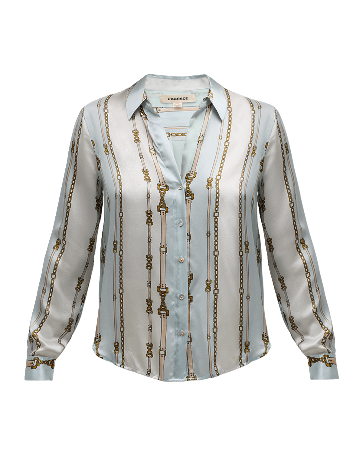 L'Agence Tyler Multi-Striped Belt Silk Blouse