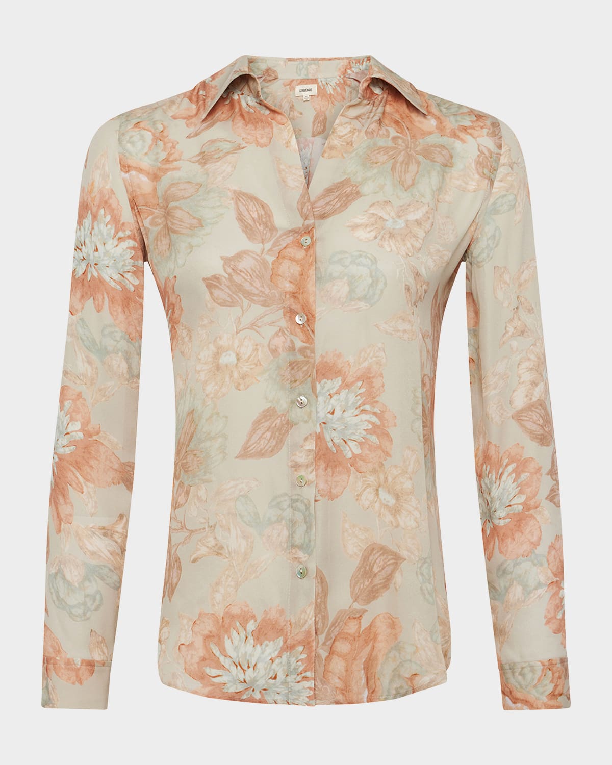 L'Agence Nina Soft Pastel Vintage Floral Silk Blouse