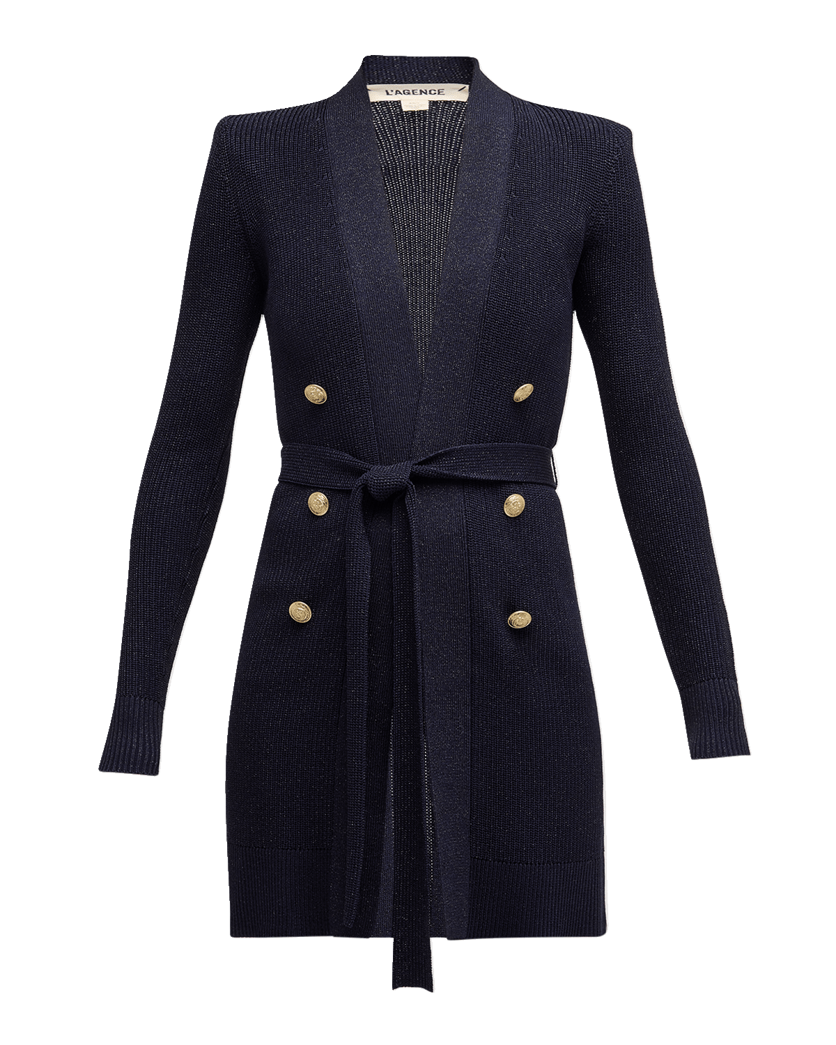 L'Agence Noe Metallic Double-Breasted Cardigan