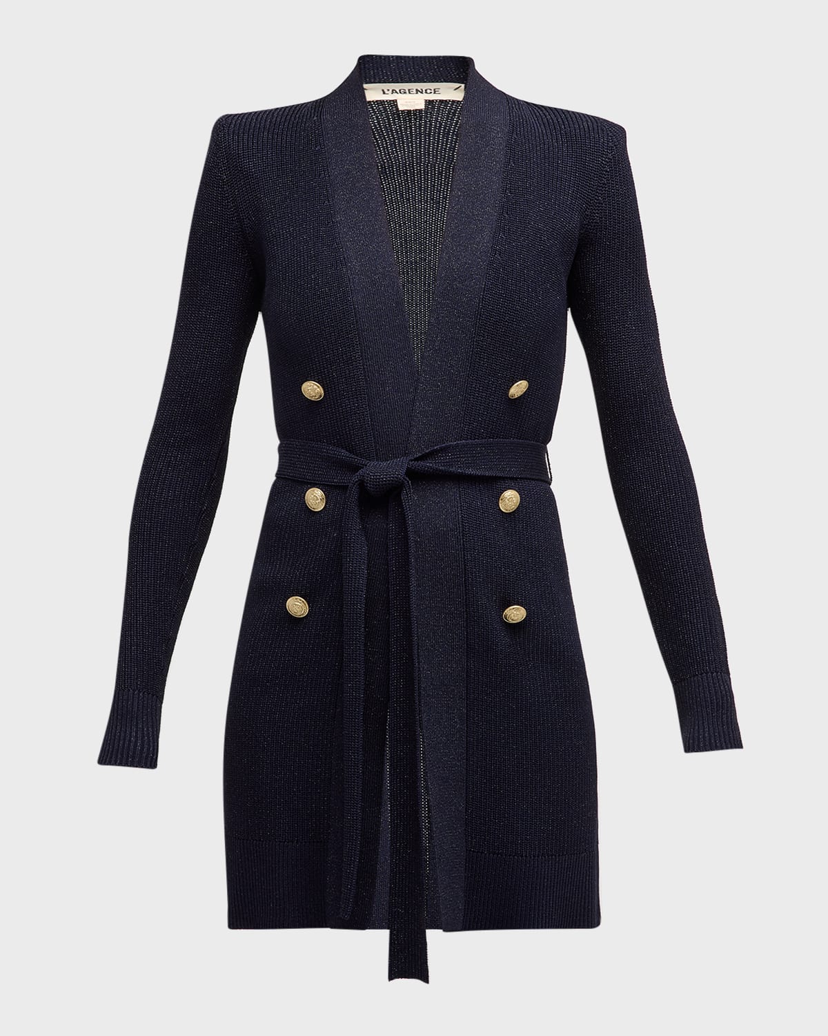 L'Agence Noe Metallic Double-Breasted Cardigan