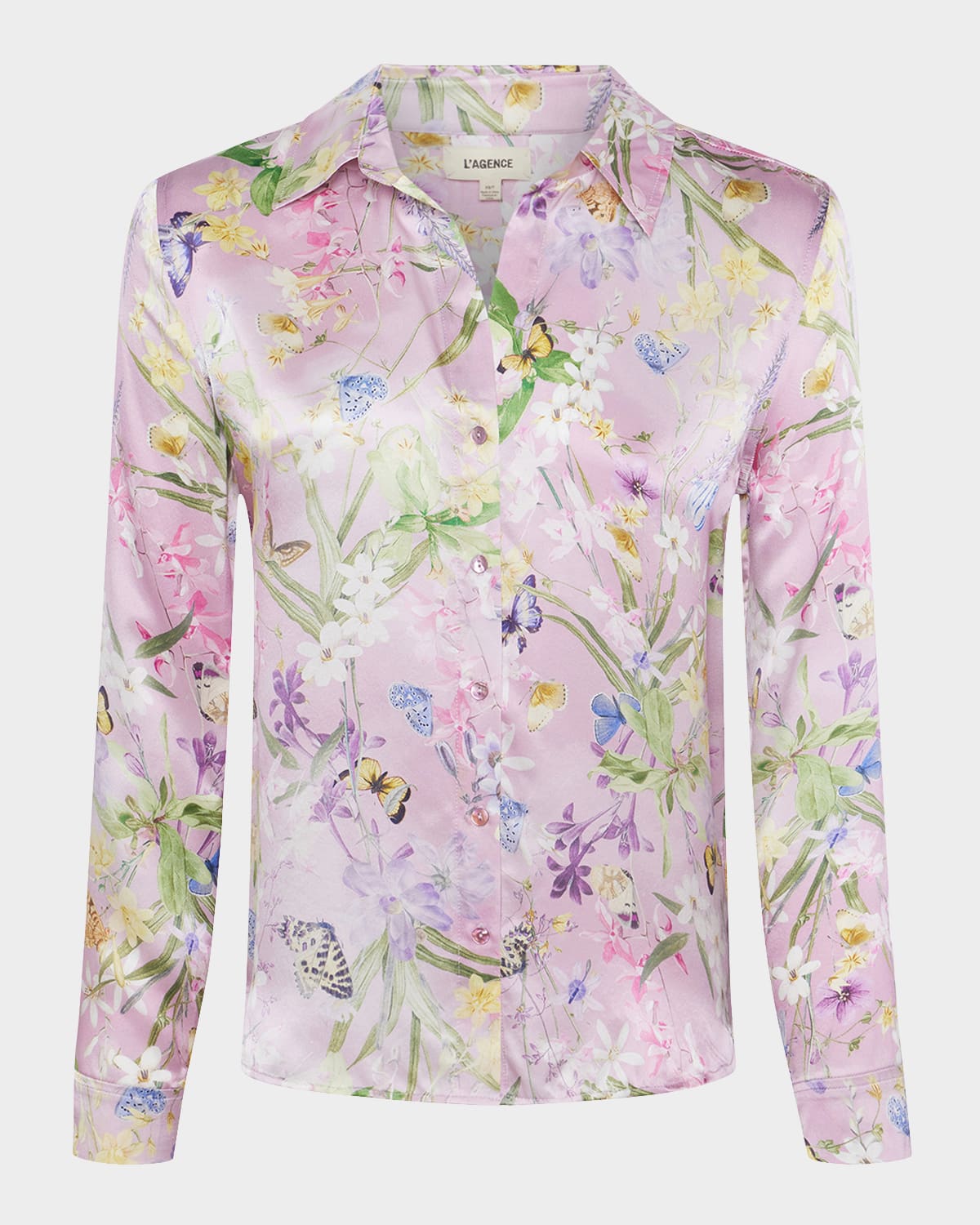 L'Agence Tyler Floral Butterfly Silk Blouse