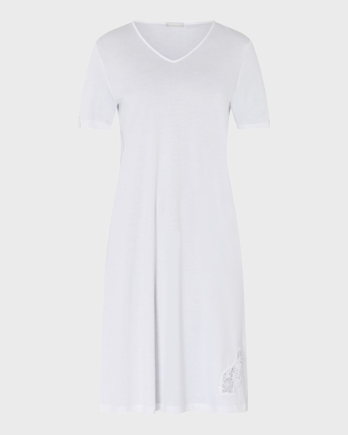 Hanro Michelle Lace-Inset Cotton Midi Nightgown