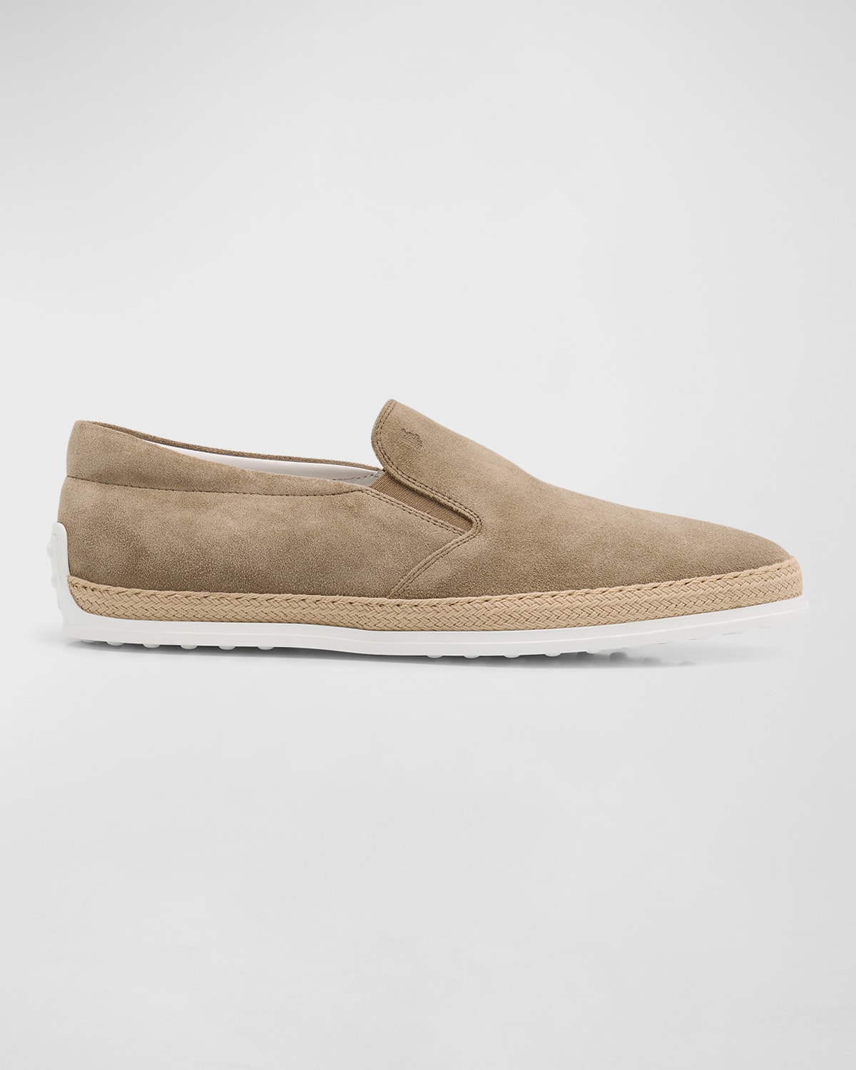 Tod's Men's Rubber Pebble-Sole Suede Espadrilles
