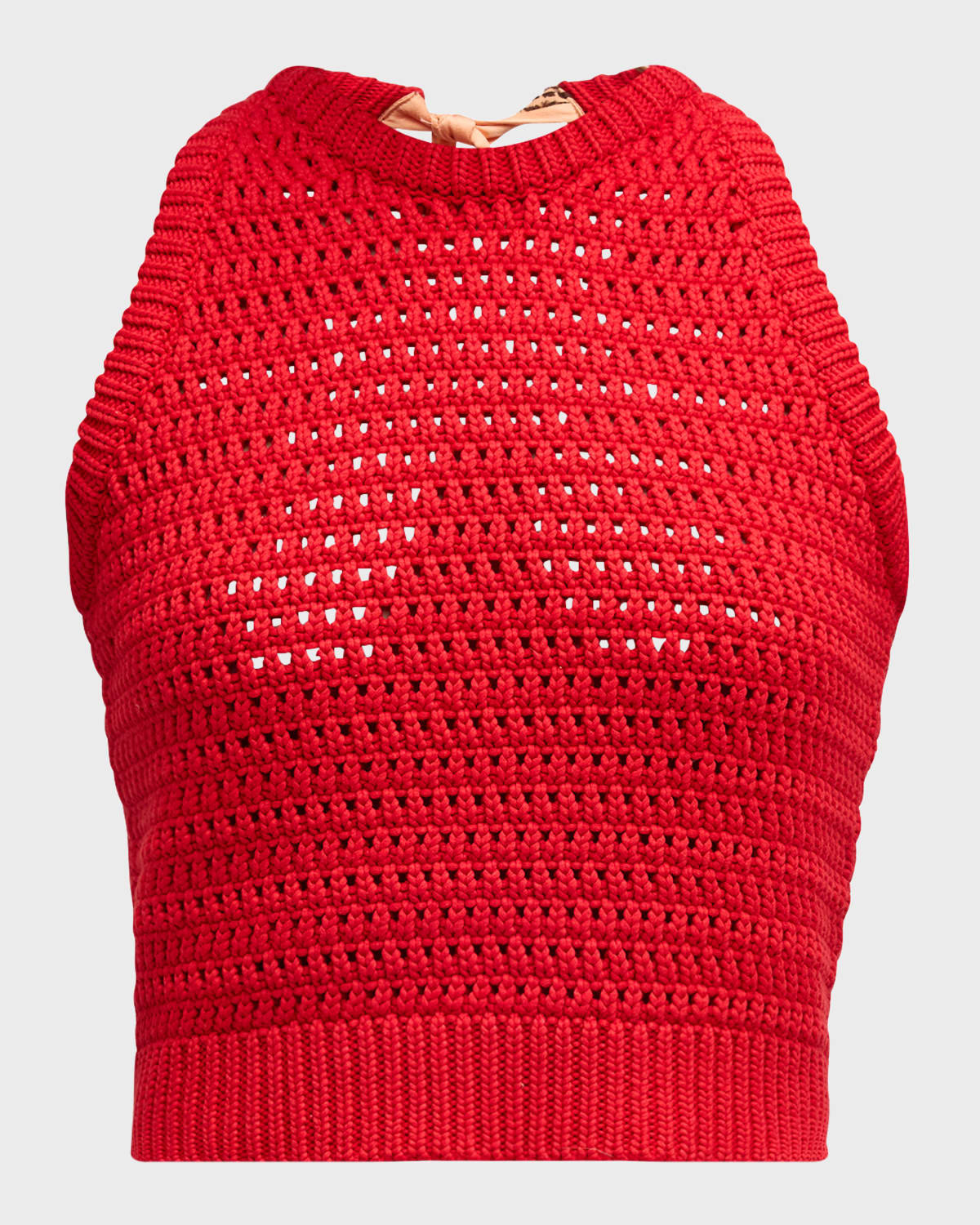 Hellessy Ducle Scarf-Tie Crochet Knit Crop Top