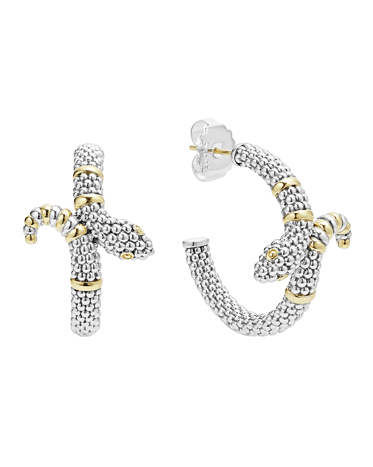 LAGOS Sterling Silver 18K Gold Serpent Hoop Earrings