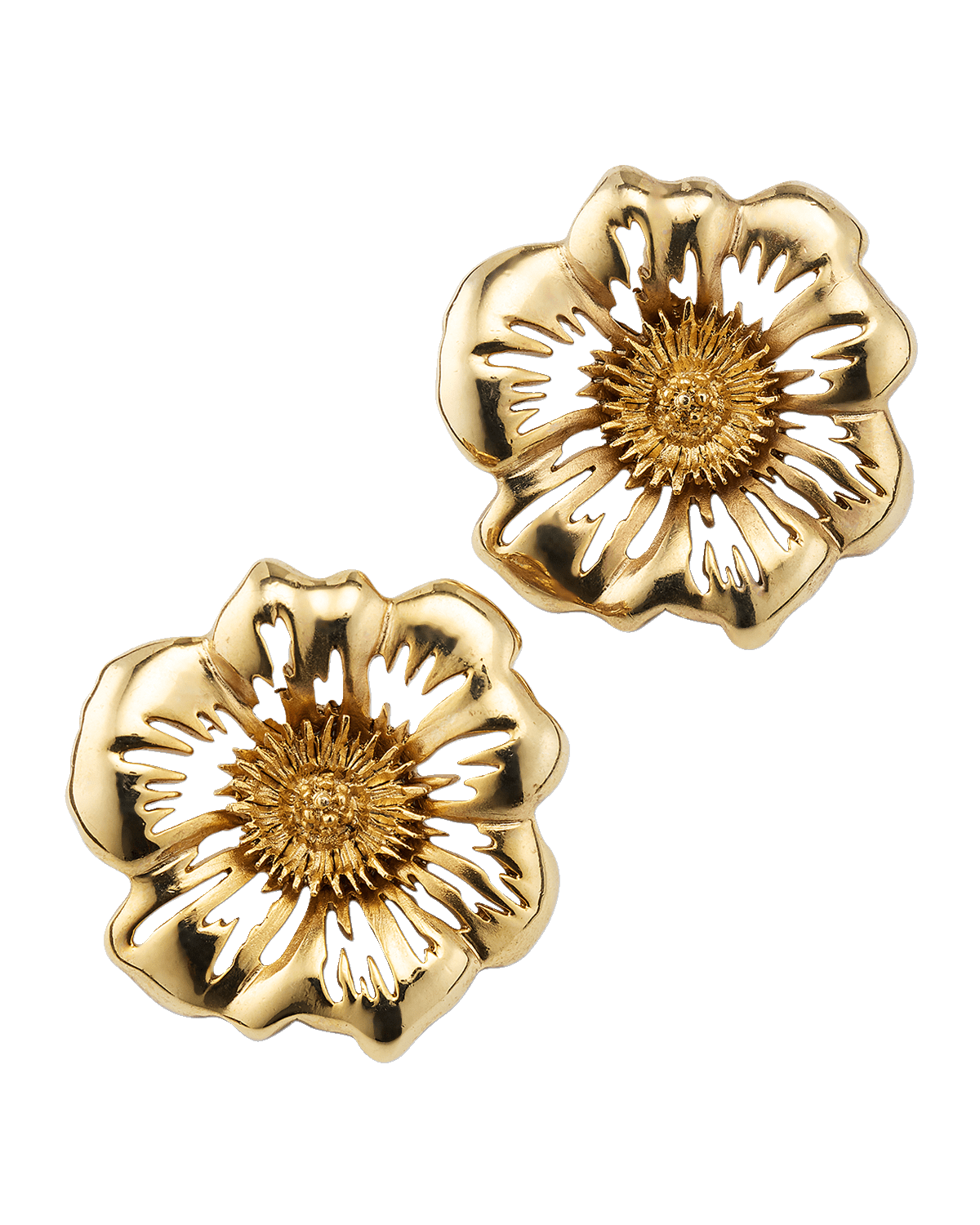 Oscar de la Renta Large Floral Button Earrings