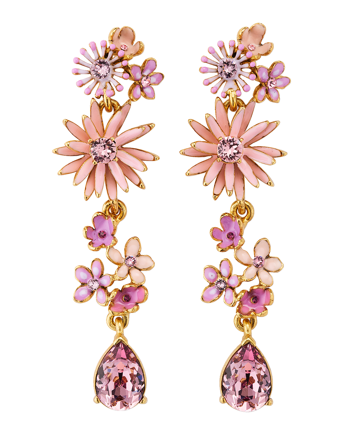 Oscar de la Renta Floral Bloom Enamel Earrings