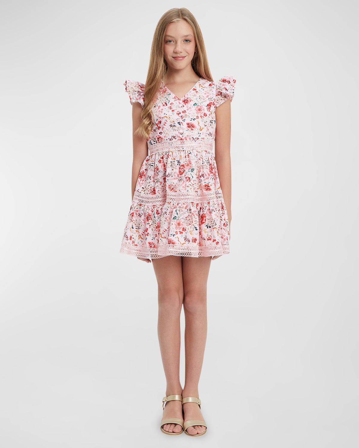 Bardot Junior Girl's Zietta Floral Cap-Sleeve Mini Dress, Size 4-14