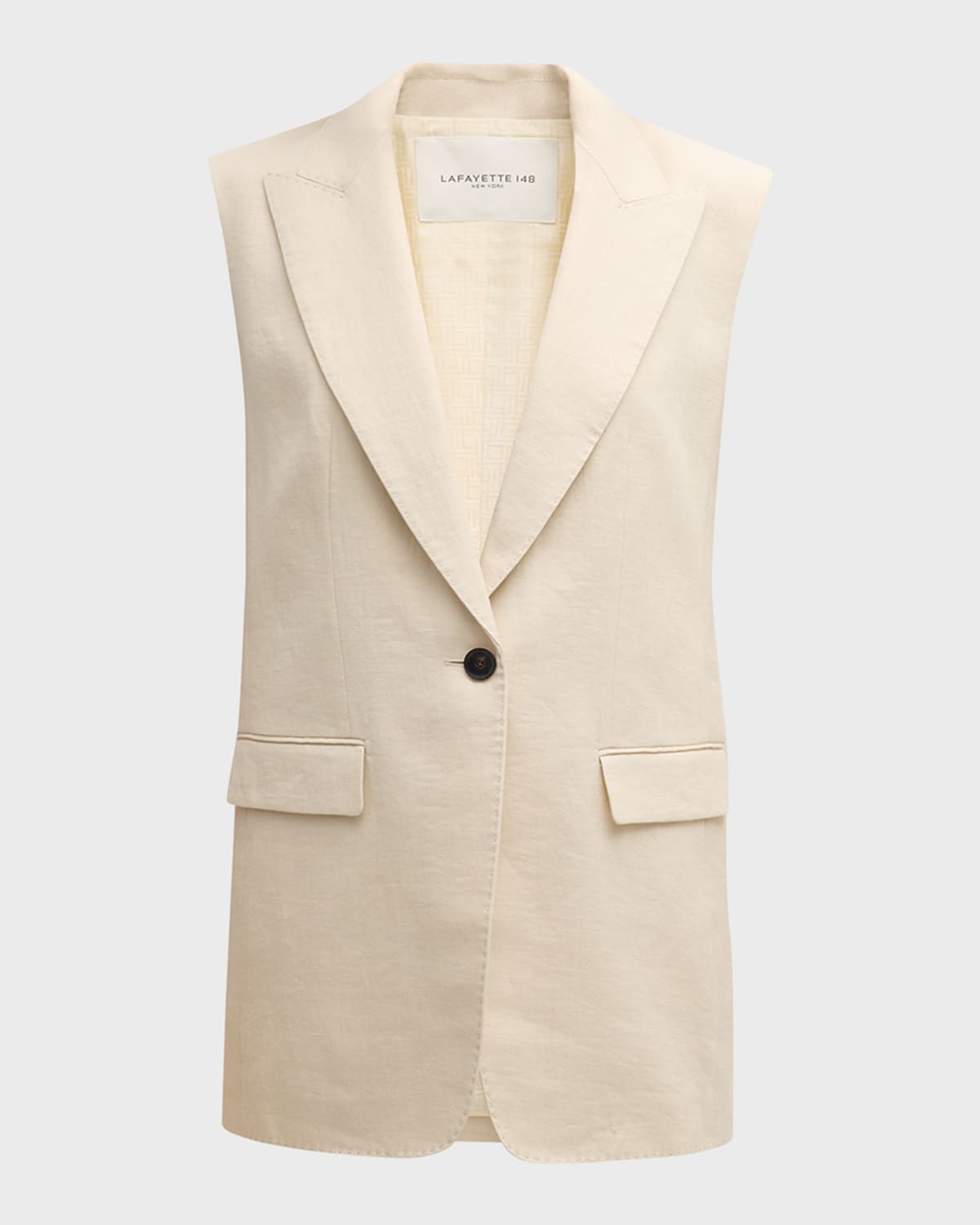 Lafayette 148 New York Single-Button Pick Stitch Vest