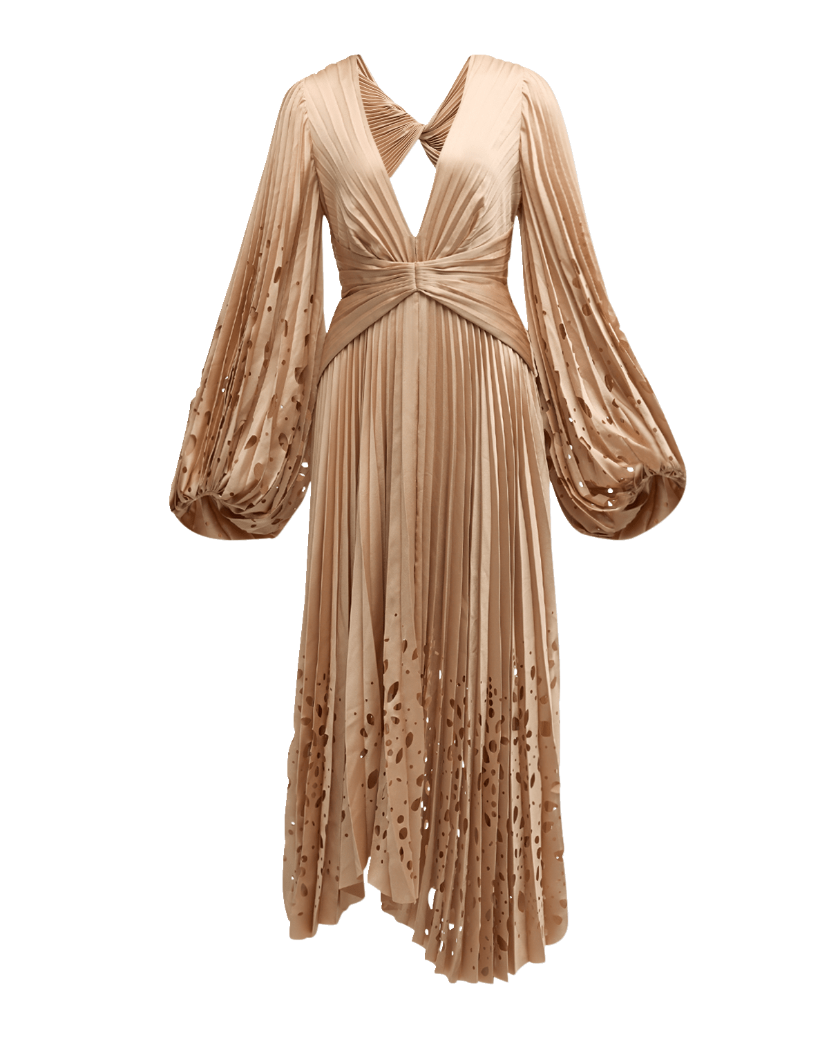 Acler Barlow Pleated Long-Sleeve Midi Dress