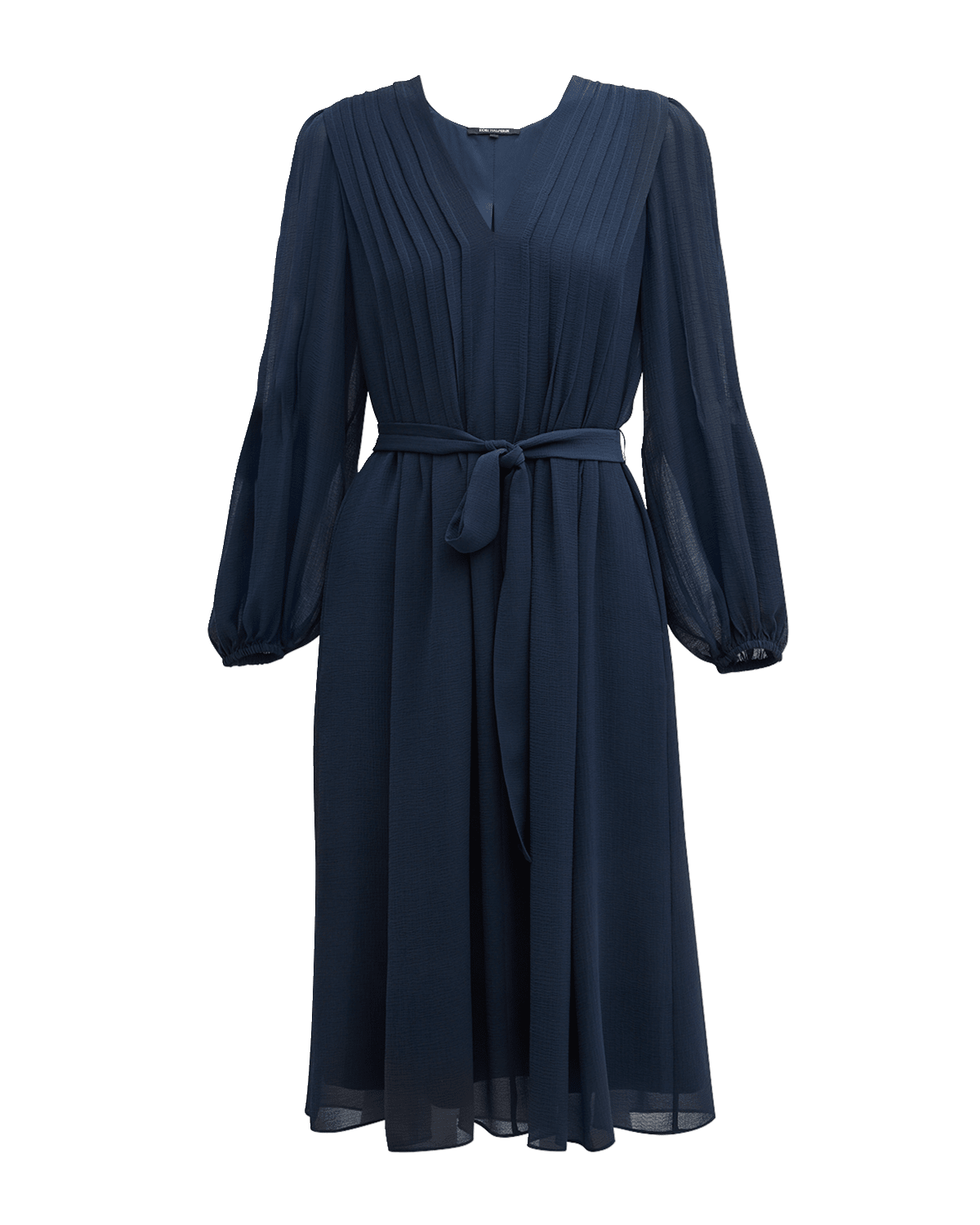 Kobi Halperin Tatum Pintuck Blouson-Sleeve Midi Dress