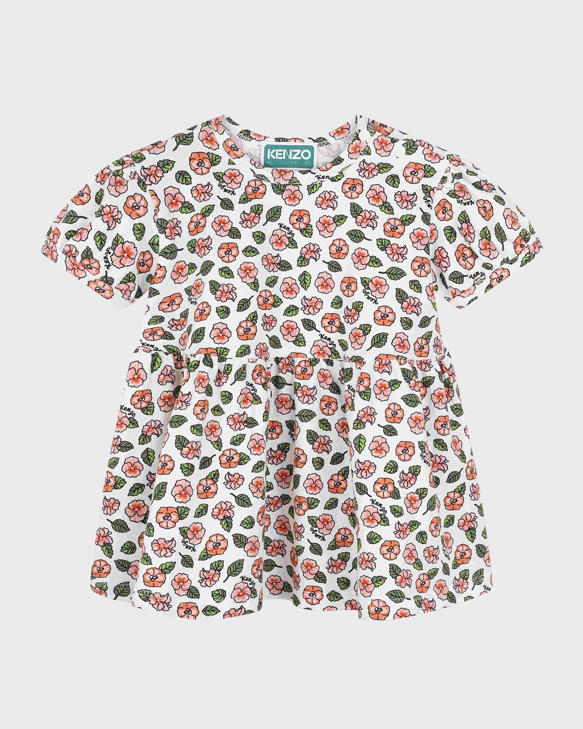 Kenzo Girl's Branded Allover Printed Short-Sleeve Dress, Size 12M-3T
