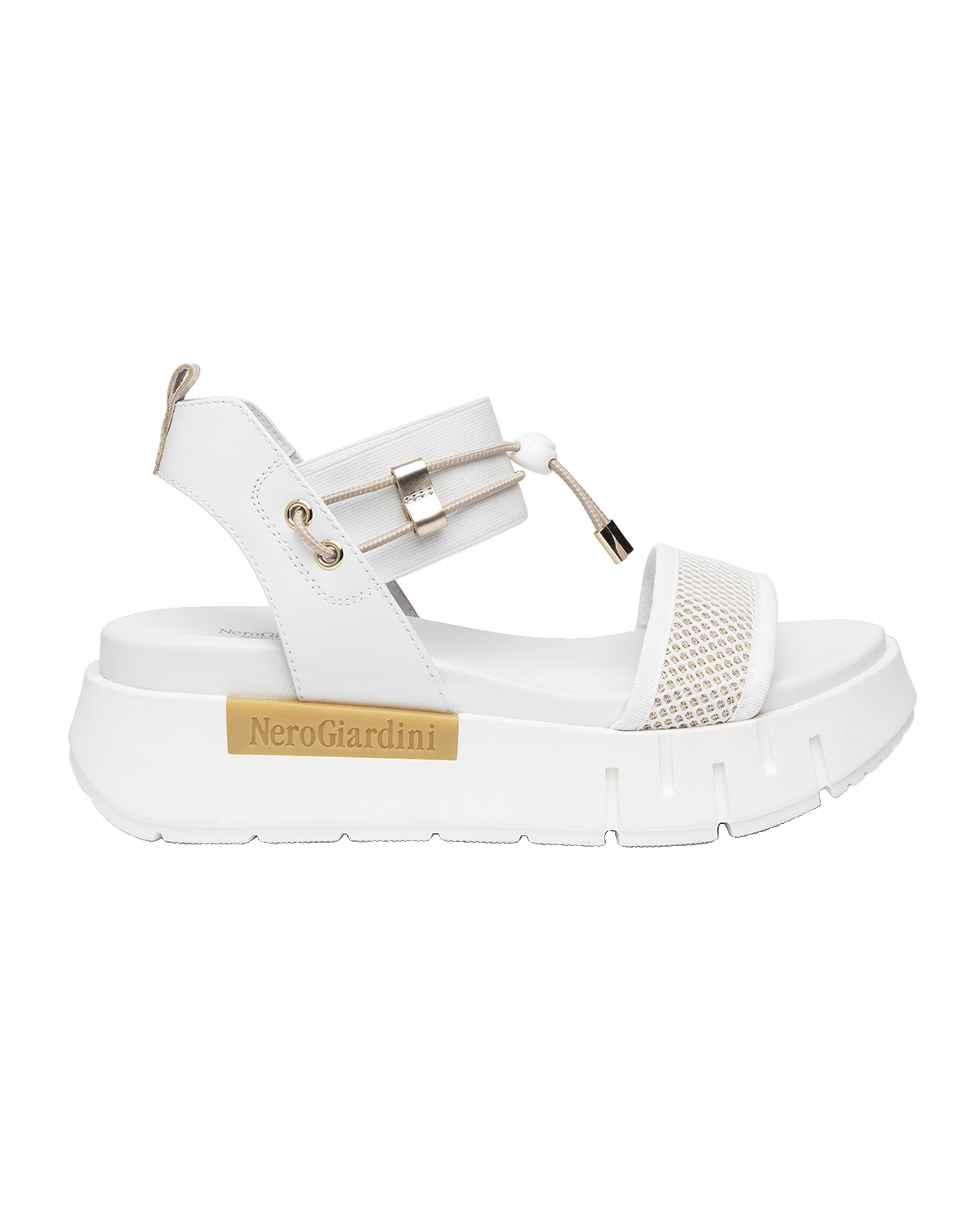 NeroGiardini Bungee Leather Flatform Sandals
