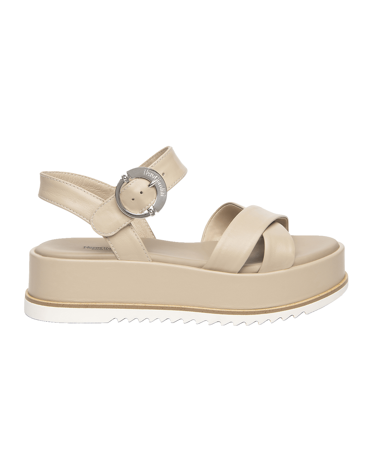 NeroGiardini Calfskin Crisscross Flatform Sandals