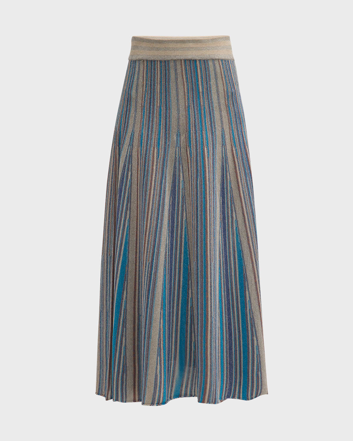 Marella Lodola2 Striped A-Line Midi Skirt