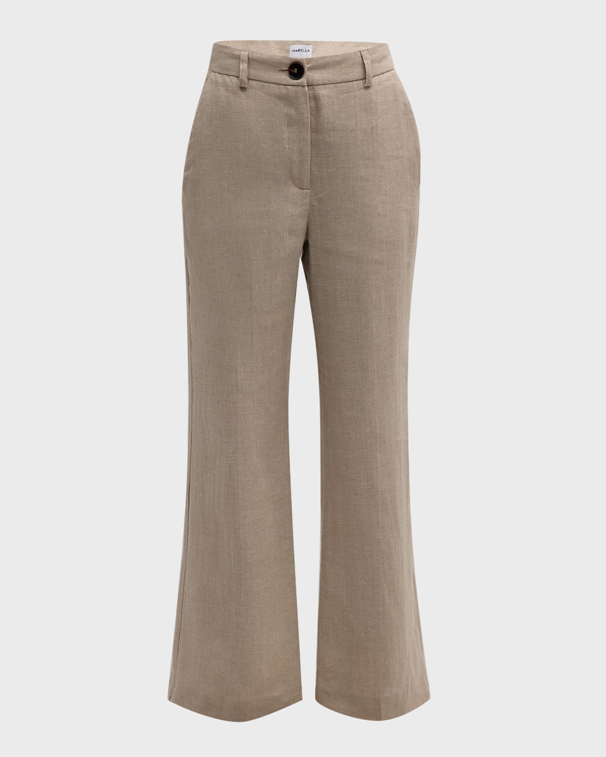 Marella Muschio Cropped Flared-Leg Linen Pants
