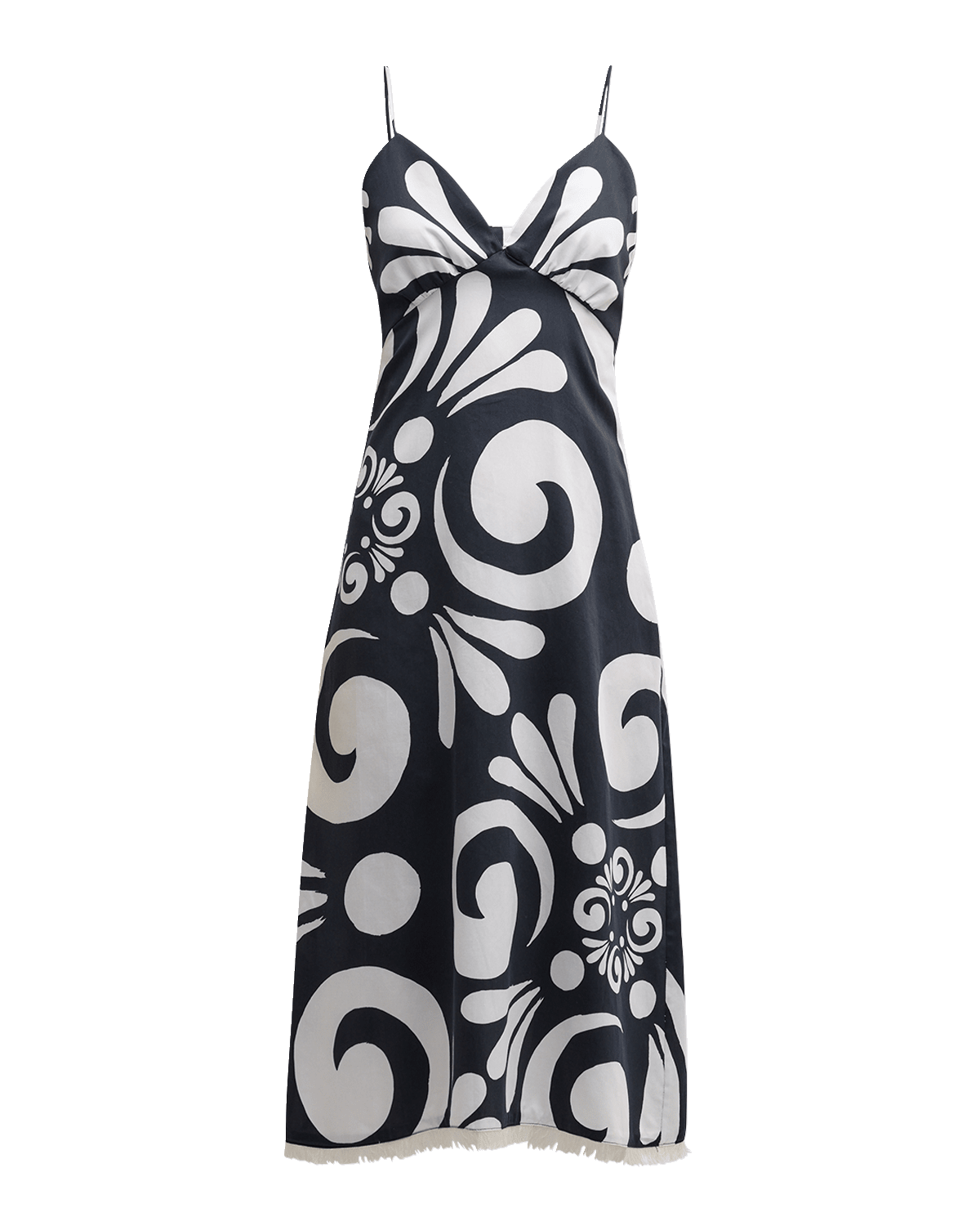 THEMIS Z Charis Abstract-Print Fringe-Trim Midi Dress