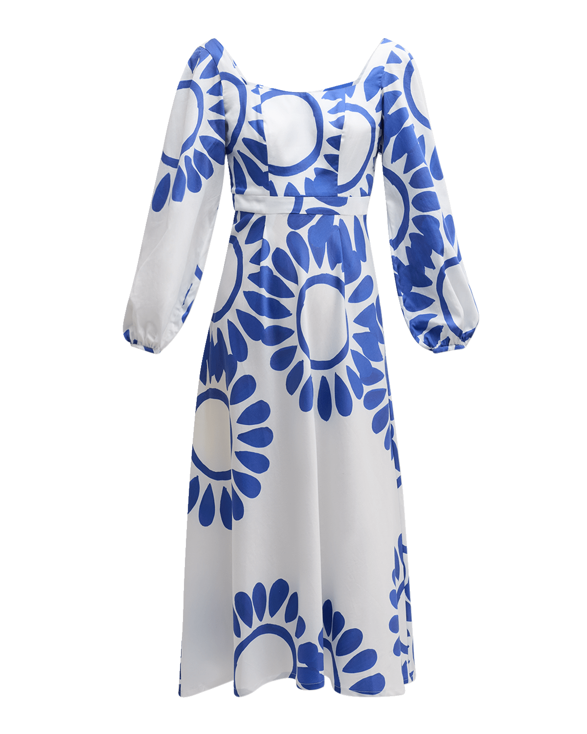 THEMIS Z Ino Floral-Print Blouson-Sleeve Midi Dress