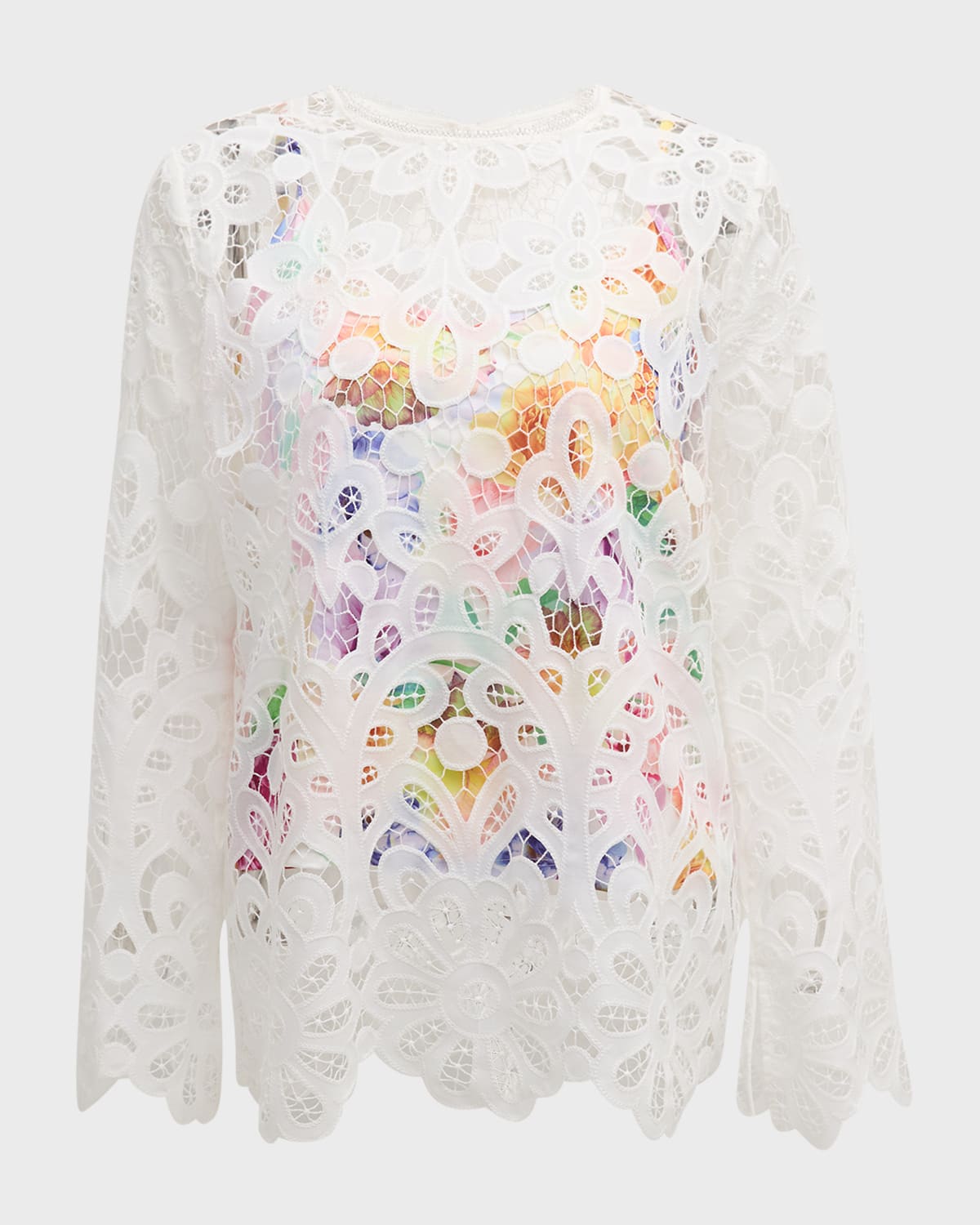 Johnny Was Lisetta Floral Cutwork Lace Blouse